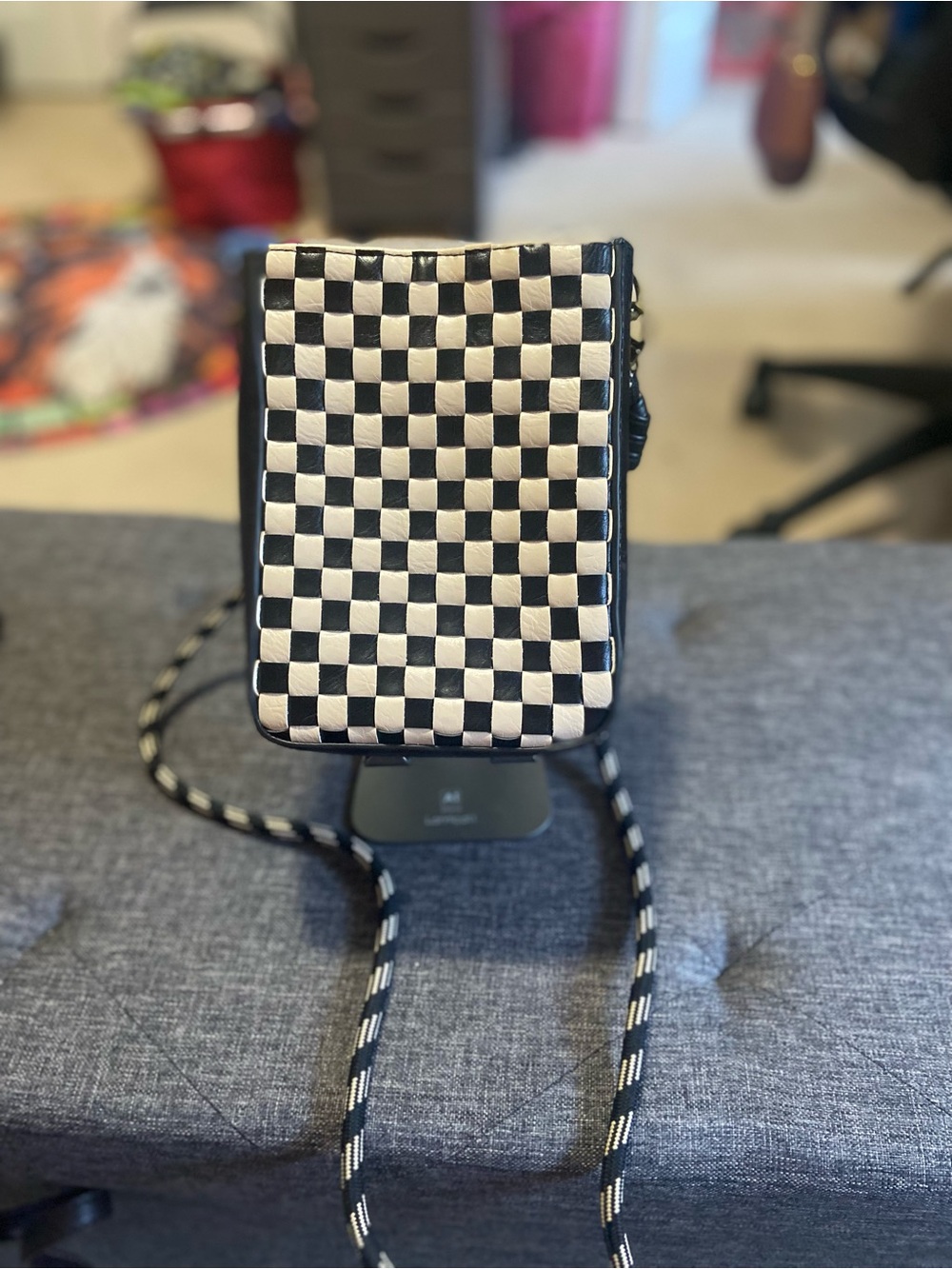 Universal Thread Black & White Checker Crossbody Phone Case
